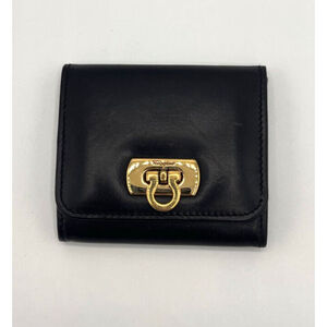 Authentic Salvatore Ferragamo Black Leather Coin Purse - needs new interior